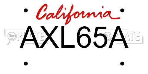 AXL65A California License Plate