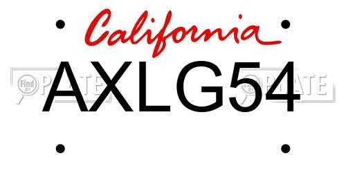 AXLG54 California License Plate