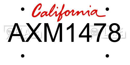 AXM1478 California License Plate
