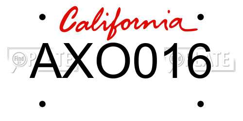 AXO016 California License Plate