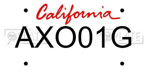 AXO01G California License Plate