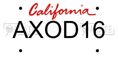 AXOD16 California License Plate