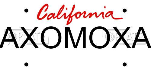 AXOMOXA California License Plate