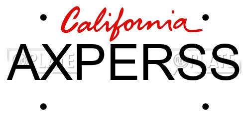 AXPERSS California License Plate
