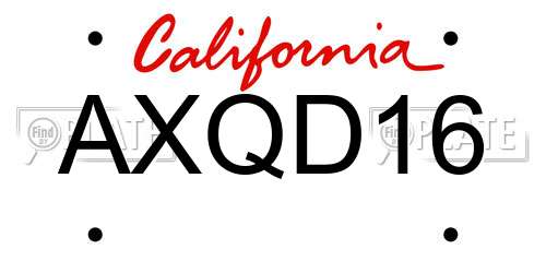 AXQD16 California License Plate