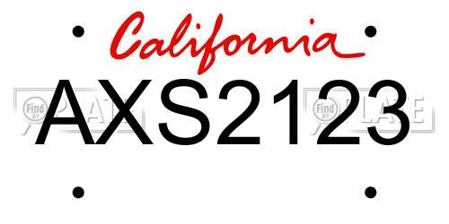 AXS2123 California License Plate