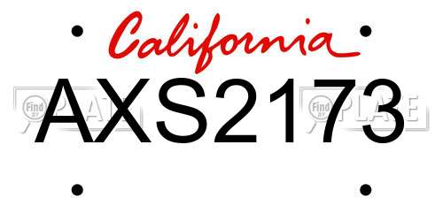 AXS2173 California License Plate