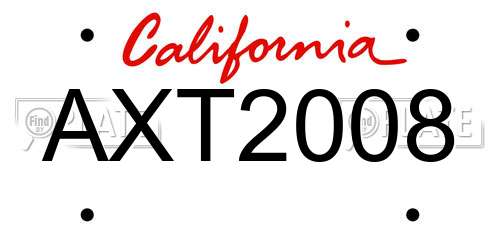AXT2008 California License Plate