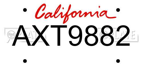 AXT9882 California License Plate