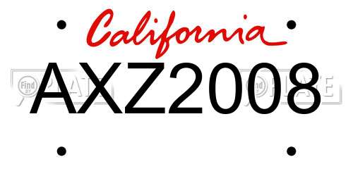 AXZ2008 California License Plate