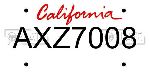 AXZ7008 California License Plate
