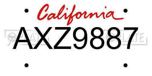 AXZ9887 California License Plate