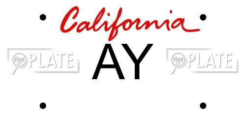 AY California License Plate