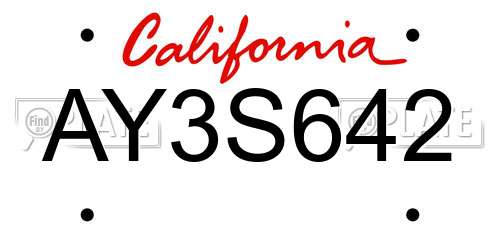 AY3S642 California License Plate