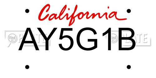 AY5G1B California License Plate