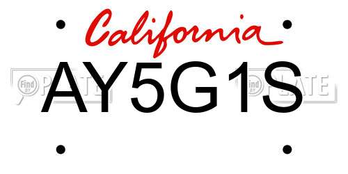 AY5G1S California License Plate