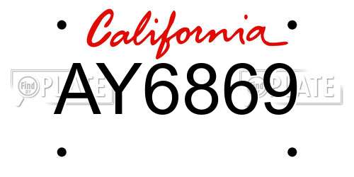 AY6869 California License Plate