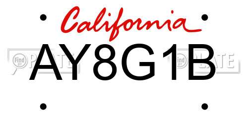 AY8G1B California License Plate