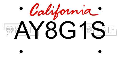 AY8G1S California License Plate