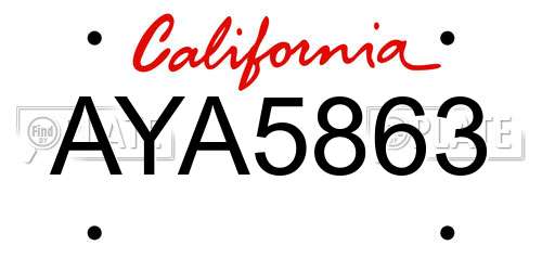 AYA5863 California License Plate