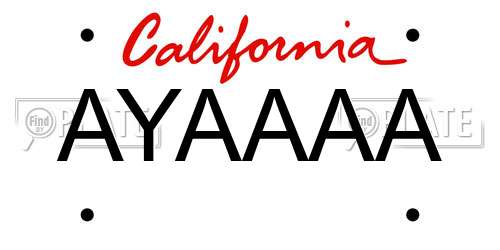 AYAAAA California License Plate