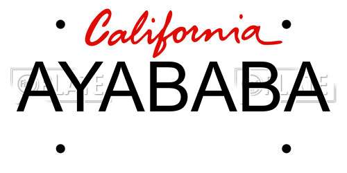 AYABABA California License Plate