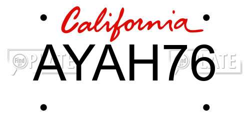 AYAH76 California License Plate