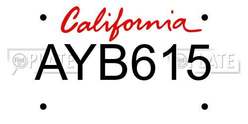 AYB615 California License Plate
