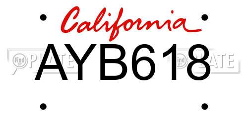 AYB618 California License Plate