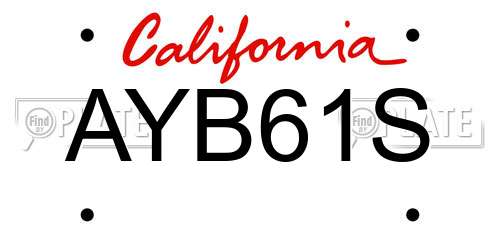 AYB61S California License Plate