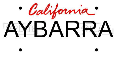 AYBARRA California License Plate