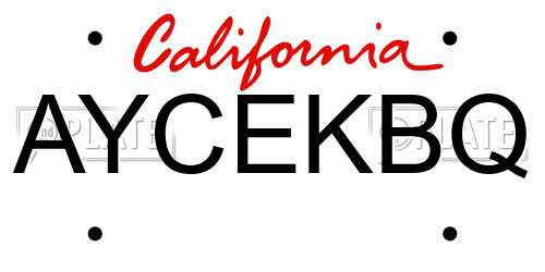 AYCEKBQ California License Plate