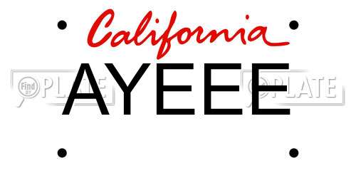 AYEEE California License Plate