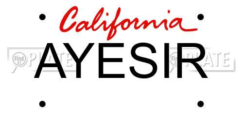 AYESIR California License Plate