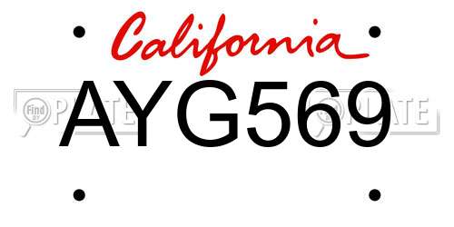 AYG569 California License Plate