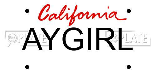 AYGIRL California License Plate