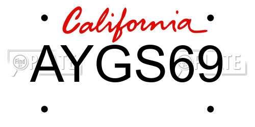 AYGS69 California License Plate