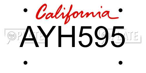 AYH595 California License Plate