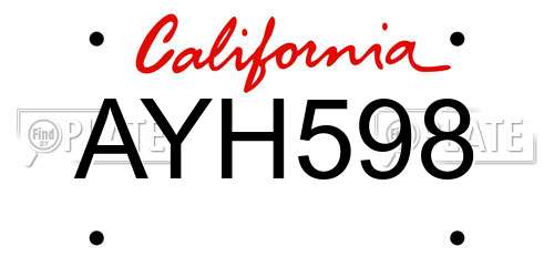 AYH598 California License Plate