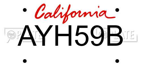 AYH59B California License Plate