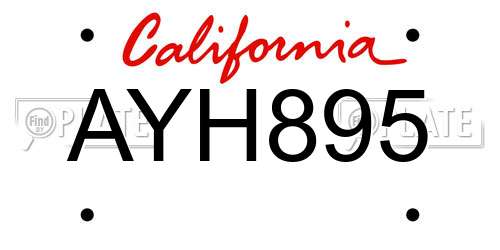 AYH895 California License Plate