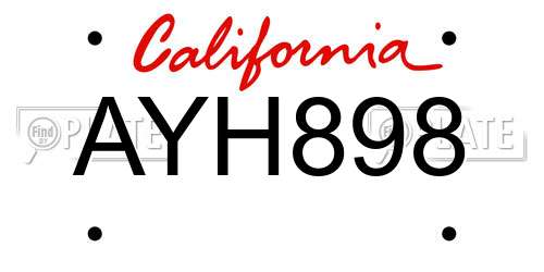 AYH898 California License Plate