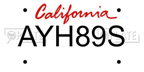 AYH89S California License Plate