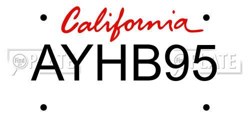 AYHB95 California License Plate