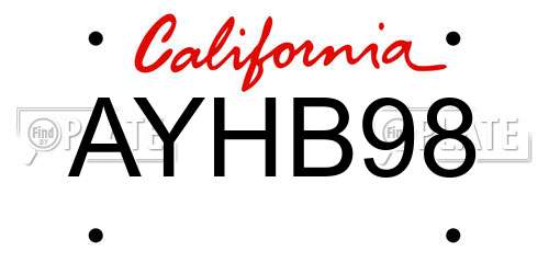 AYHB98 California License Plate