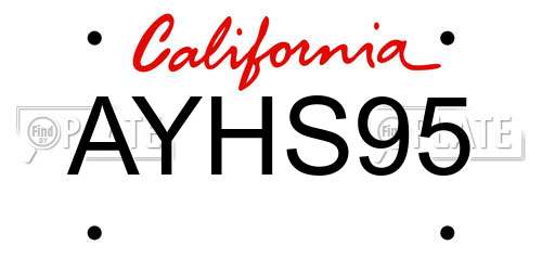AYHS95 California License Plate