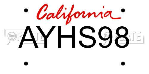 AYHS98 California License Plate