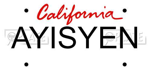 AYISYEN California License Plate