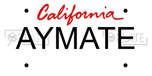 AYMATE California License Plate