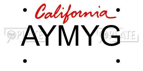 AYMYG California License Plate